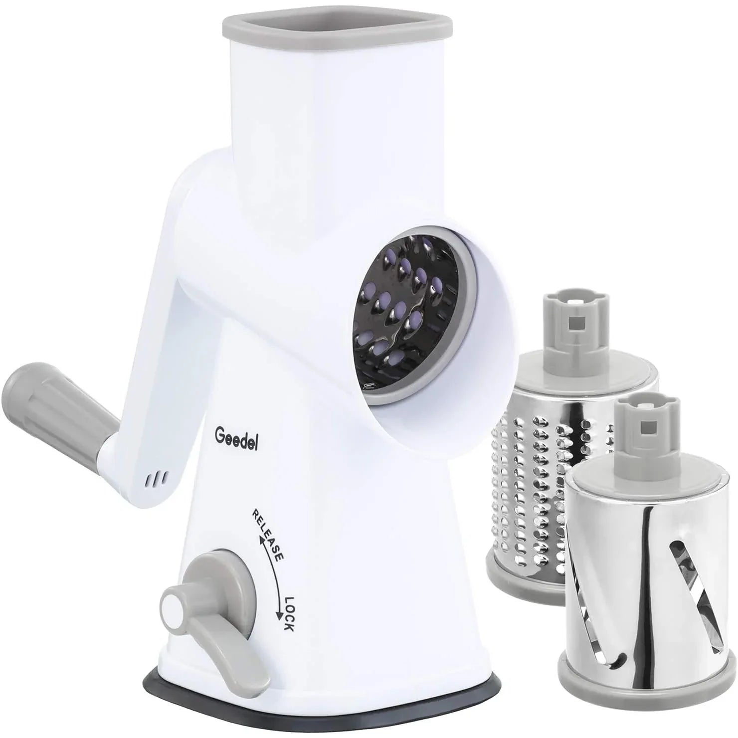 Geedel Rotary Grater with 3 Detachable Drum Blades, Dishwasher Safe - Gomix Brands Outlet